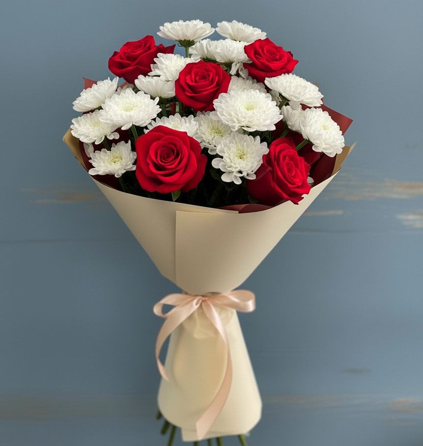 Букет цветов из: Розы и Хризантемы в Цимлянске