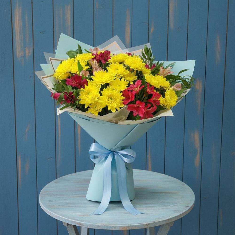 Букет цветов из: Альстромерии и Хризантемы в Цимлянске