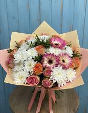 Букет цветов из:  Розы, Герберы и Хризантемы в Цимлянске