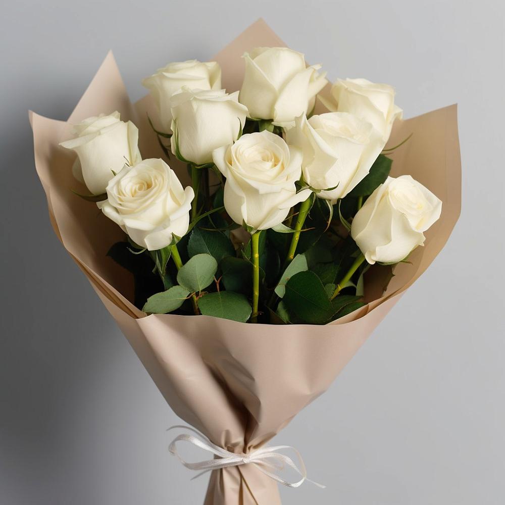 Букет 9 Белых роз Эдлесс Лав в Цимлянске