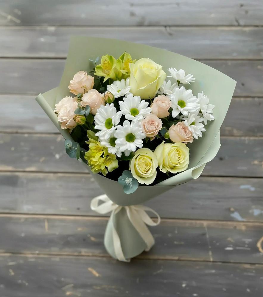 Букет цветов из: Альстромерии, Розы и Хризантемы в Цимлянске