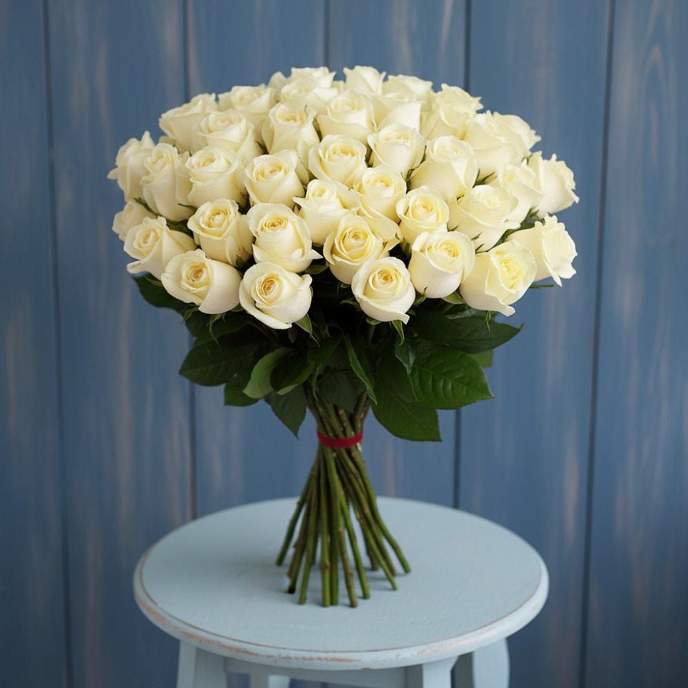 Букет 51 Белая роза Эдлесс Лав в Цимлянске