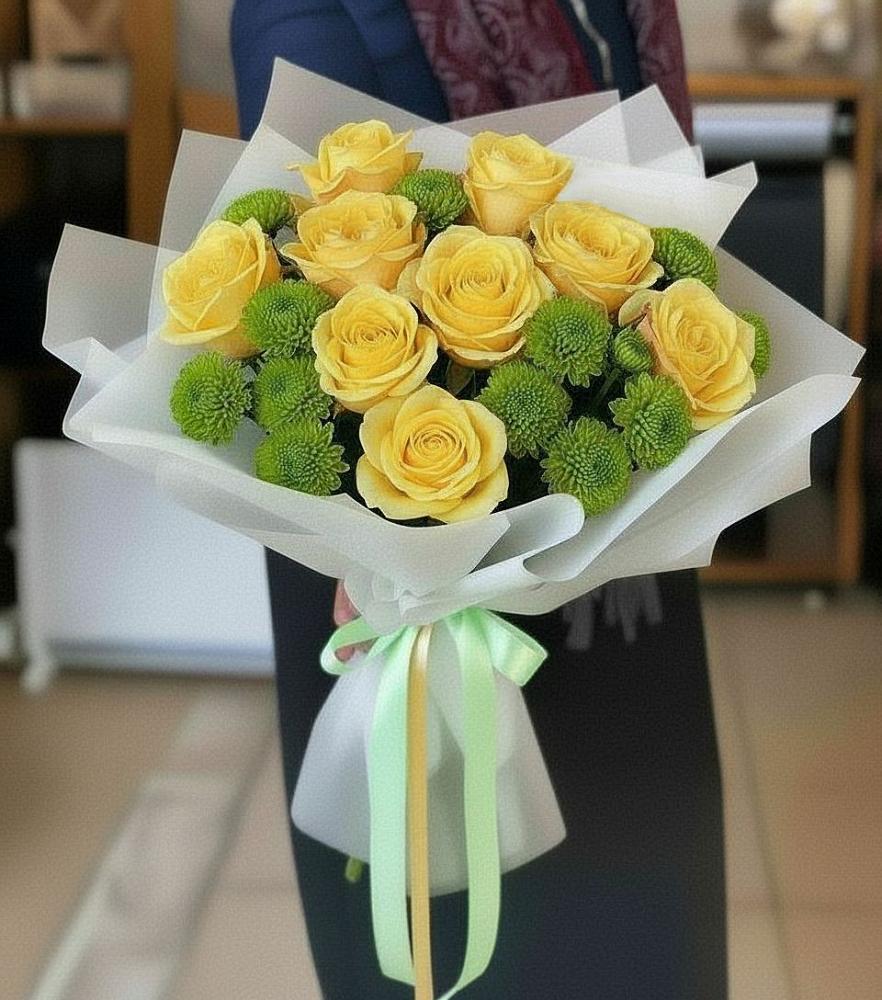 Букет цветов из: Хризантемы и Розы в Цимлянске