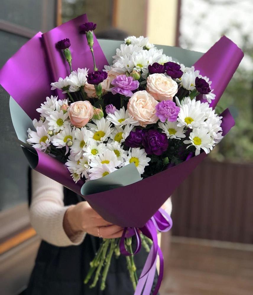 Букет цветов из: Хризантемы, Гвоздики и Розы в Цимлянске