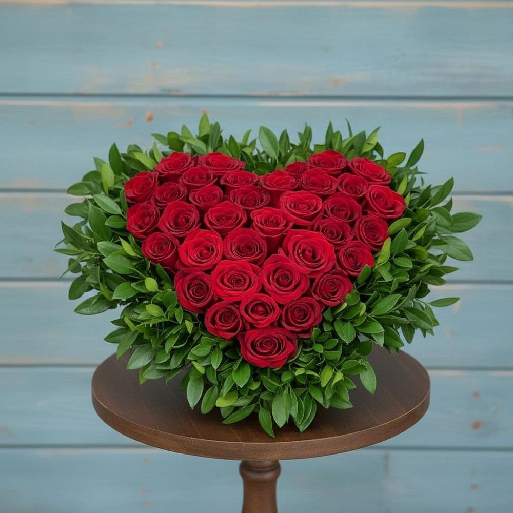 Цветочная композиция из Розы в виде сердца в Цимлянске