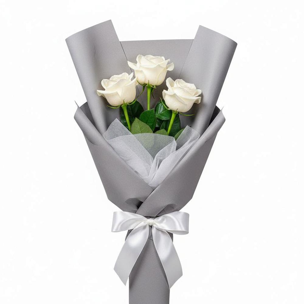Букет 3 белые розы в Цимлянске