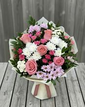 Букет цветов из:  Альстромерии, Гвоздики, Розы и Хризантемы в Цимлянске