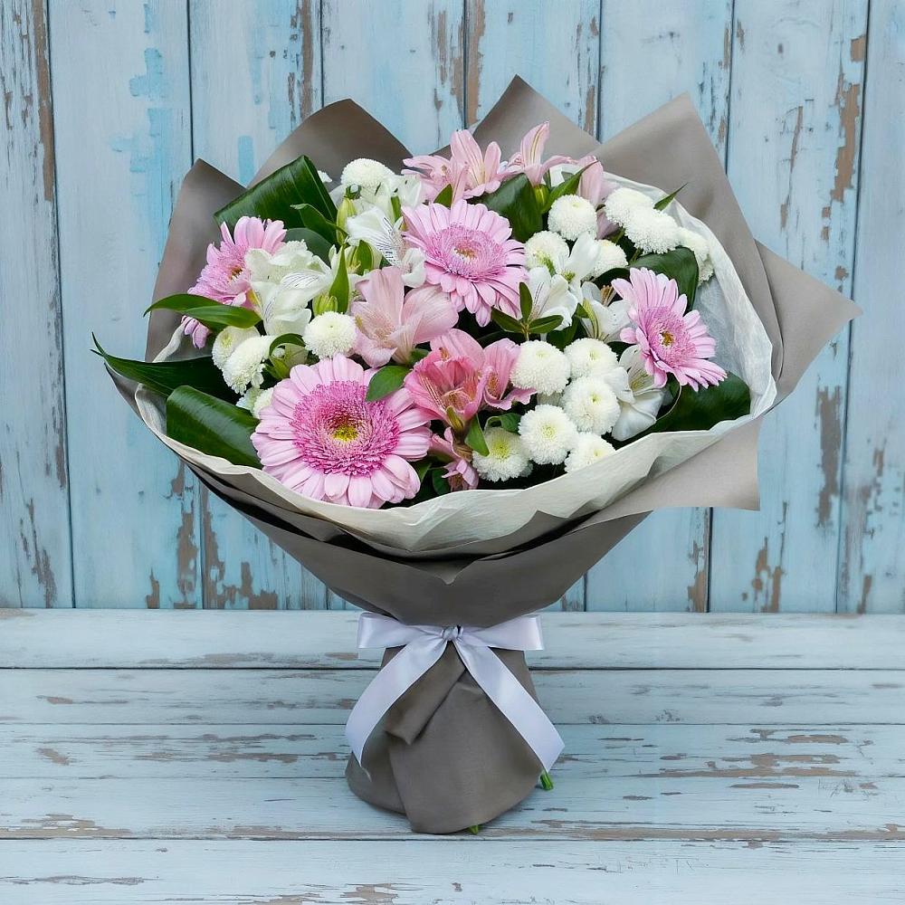 Букет цветов из: Герберы, Альстромерии и Хризантемы в Цимлянске