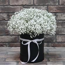Цветочная композиция из Гипсофила в шляпной коробке в Цимлянске